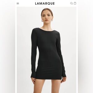 NEW LAMARQUE xs black open back long sleeve mini dress